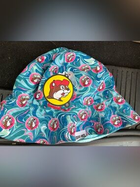 Buc-ee's Blue/Teal pink sun hat  NWT
